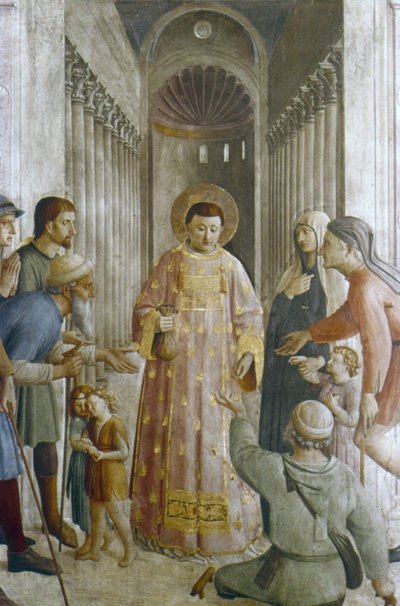 Aziz Lawrence sadaka veriyor (fresk) by Fra (c.1400 55) Angelico
