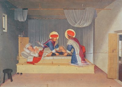 Altarpiece, Bakire ve Çocuk melekler ve sekiz Aziz ile çevrilidir. Predella: Aziz Cosmas ve Aziz Damien, bir zencinin bacağını bir Justinianus Deacon