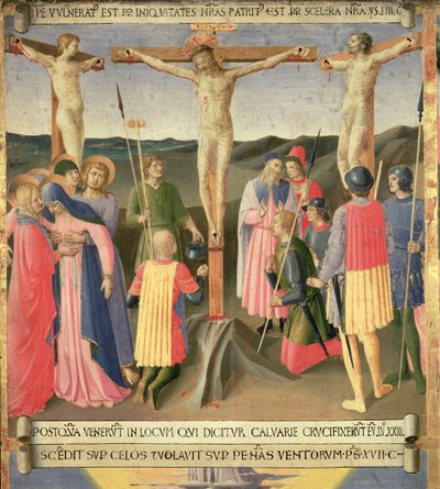 İsa, İki Hırsız Arasında Haç Üzerinde, Santissima Annunziata Gümüş Hazinesinin dördüncü panelinden detay, c.1450-53 (panelde tempera) by Fra Angelico