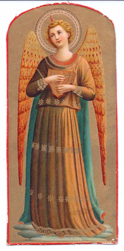 Renkli lito baskı Fra Angelico melek müzik aleti, c. 1910 by Fra Angelico