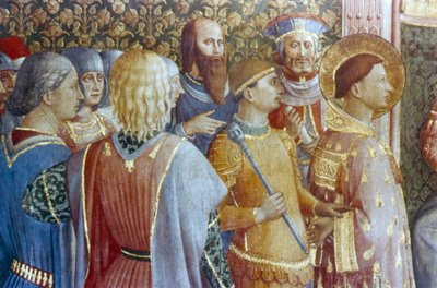 St Laurence, Deciuss mahkemesi detayından önce, 15. yüzyılın ortalarında. by Fra Angelico
