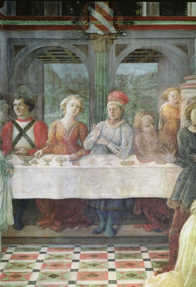 Hirodes Bayramı: merkezi masa freskindeki figürlerin ayrıntıları ayrıca bkz. 60431 & 60432 by Fra Filippo Lippi