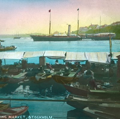 Yüzen Pazar, Stockholm, İsveç, 19. yüzyılın sonu - 20. yüzyılın başı. by Fradelle and Young