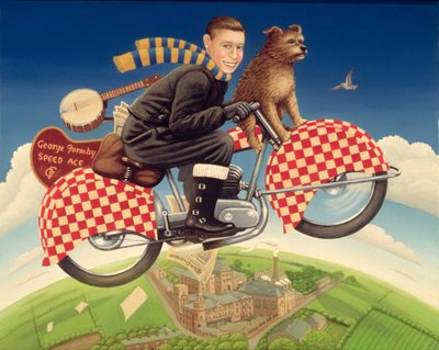 George Formby - Speed Ace, 1989 (panelde yağ ve tempera) by Frances Broomfield