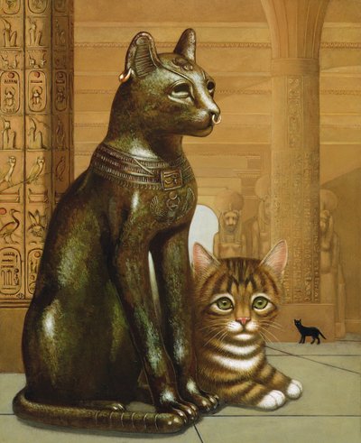 Mike the British Museum Kitten, 1995 (panelde yağ ve tempera) by Frances Broomfield