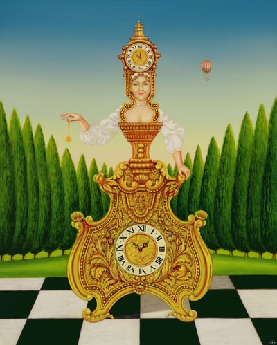 Saatçinin Karısı, 1999 (panelde yağ ve tempera) by Frances Broomfield