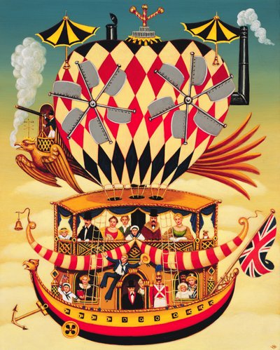 Transatlantik Uçuşunun Geleceği, 1999 (panelde yağ ve tempera) by Frances Broomfield