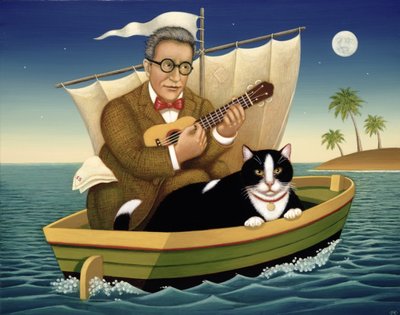 Baykuş ve Pussycat, 1998 (panelde yağ ve tempera) by Frances Broomfield