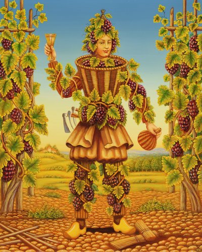 The Vignerons Habit, 1998 (panelde yağ ve tempera) by Frances Broomfield