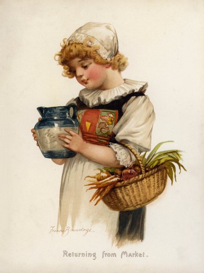 Kızlar: Pazardan dönüş (renkli taş) by Frances Brundage