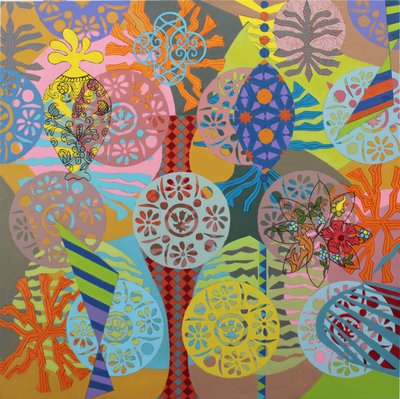 Mardi Gras Redux, 2025 (tuval üzerine akrilik) by Frances Ferdinands