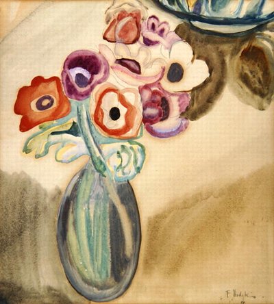 Sürahi Çiçek (kağıt üzerine sulu boya) by Frances Hodgkins