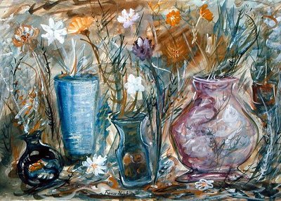 Çiçek Vazoları (kağıt üzerine sulu boya) by Frances Hodgkins