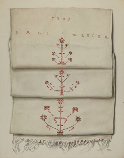 Pa. Alman İşlemeli Havlu by Frances Lichten