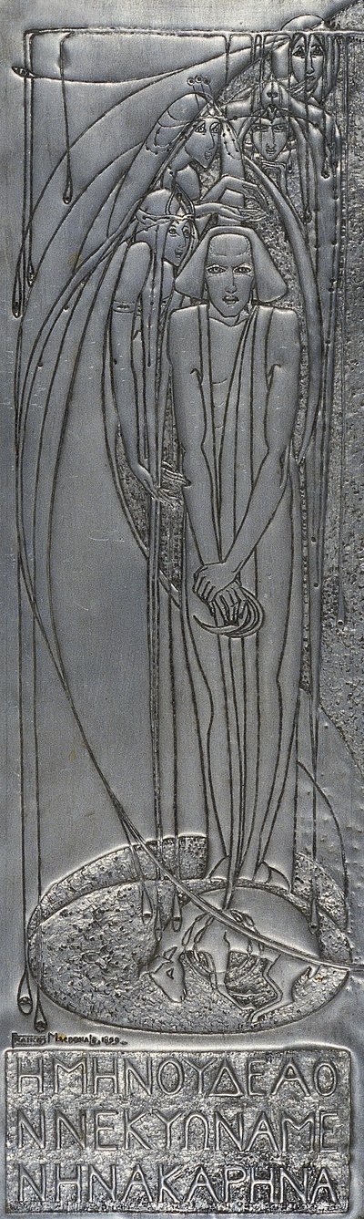 Repousse Beyaz Metal Plak, 1893 (metal) by Frances Macdonald