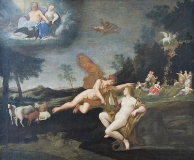Jüpiter Merkür'ü Apollon'a gönderir by Francesco Albani