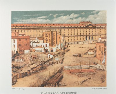 İtalya, Napoli, Albergo dei Poveri (Yoksullar için Darülaceze) 1889 (litografi) by Francesco Aversano