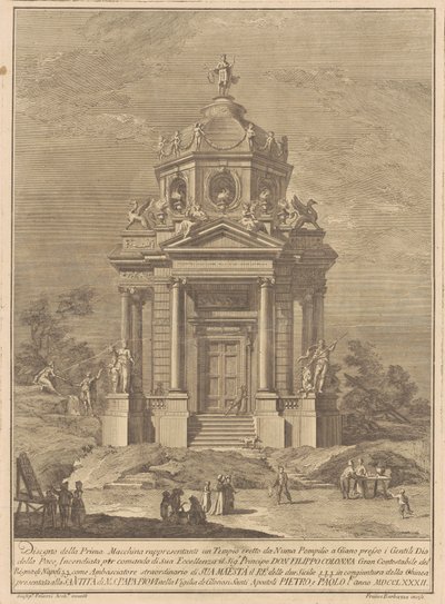 1782 Chinea için Prima Macchina: Numa Pompilius tarafından inşa edilen Janus Tapınağı by Francesco Barbazza, after Giuseppe Palazzi