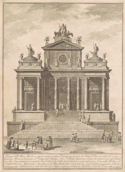 1785 Çini için Prima Macchina: Jüpiter Tapınağı, Tarquinius Priscus tarafından Accius Naevius Harikası ile Başladı by Francesco Barbazza, after Giuseppe Palazzi