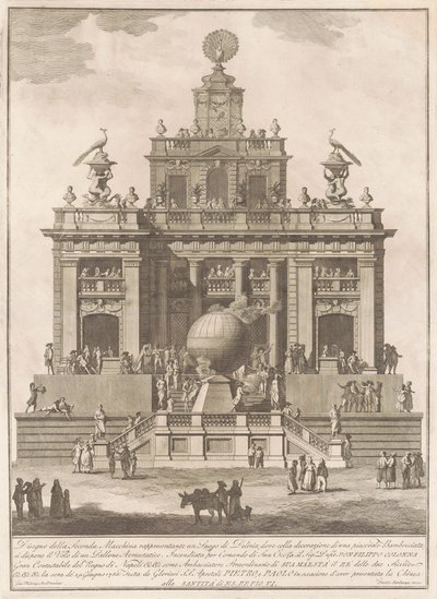 1785 Çini için Seconda Macchina: Hava Balonlu Bir Zevk Sarayı by Francesco Barbazza, after Giuseppe Palazzi