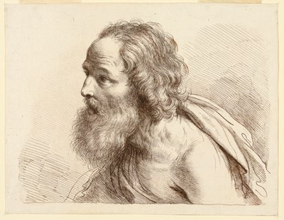 Sakallı, Çıplak Omuzlu Yaşlı Bir Adamın Portresi by Francesco Bartolozzi