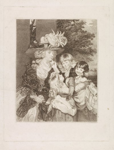 Lady Smith ve üç çocuğunun portresi by Francesco Bartolozzi