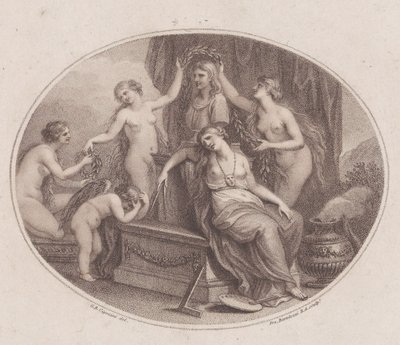 Raphael'in Büstünü Taçlandıran Güzeller, 28 Temmuz 1788. by Francesco Bartolozzi