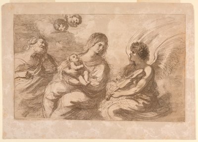 Bakire, Bebek ve Yusuf, Keman Çalan Bir Melekle by Francesco Bartolozzi
