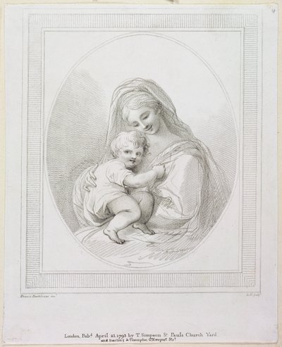 Bakire ve Çocuk, Luigi Schiavonetti (1765-1810) 1793 tarafından oyulmuş (gravür) by Francesco Bartolozzi