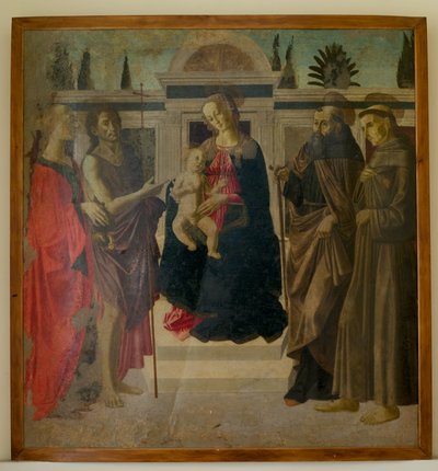 Madonna ve Çocuk, Mecdelli Meryem, Vaftizci Yahya, Aziz Zenobius ve Aziz Francis ile (ahşap üzerine tempera) by Francesco Botticini