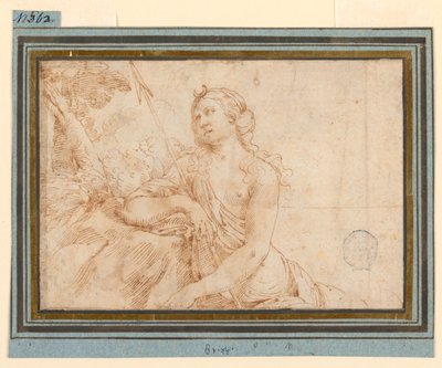 Çizim, Tanrıça Diana Bir Kırlangıca Yaslanmış, 17. yüzyıl başı by Francesco Brizzi