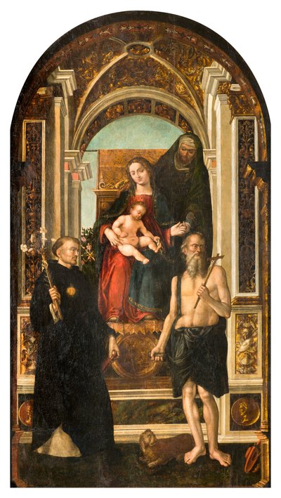 Kuzey Transept, Saint Nicholas Sunağı, Madonna Enthroned ve Çocuk Saint Anne Tolentino ve Jerome Azizleri Nicholas, Francesco Casella 1510 by Francesco Casella