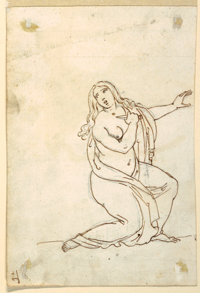Lucretia veya Tarquinia Kendini Bıçaklıyor by Francesco Coghetti