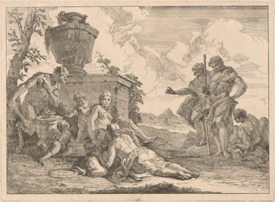 Asası ve Yedi Figürlü Bir Satir by Francesco Fontebasso
