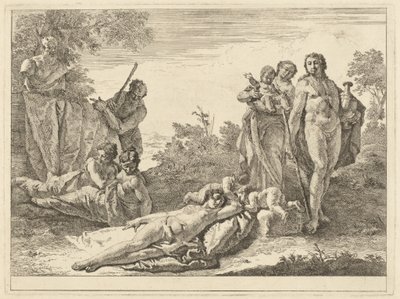 Pan Herm Etrafında Dokuz Figür by Francesco Fontebasso
