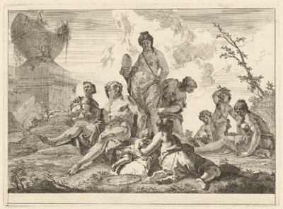 Üç Periler ve Üç Aşk Tanrısı ile Venüs ve Vulkan by Francesco Fontebasso