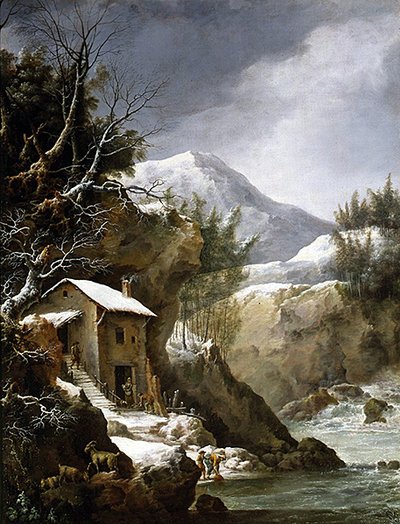 Dağlarda Kış Manzarası (tuval üzerine yağlı boya) by Francesco Foschi