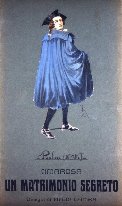 Domenico Cimarosa (1749 - 1801) tarafından "Gizli Evlilik" de "" Paolino "" karakteri. F. Gamba Kostümü - Milan Scala by Francesco Gamba