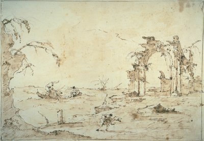 Lagünde Fırtınalı Capriccio by Francesco Guardi