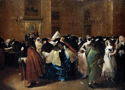 Venedik'teki Kumarhane (İndirgenmiş) - Guardi, Francesco (1712-1793) - Tuval üzerine yağlıboya - 77,5x107,5 - Özel Koleksiyon by Francesco Guardi