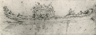 Büyükelçiler için ayrılmış gondol, Francesco Guardi (1712-1793), çizim. by Francesco Guardi