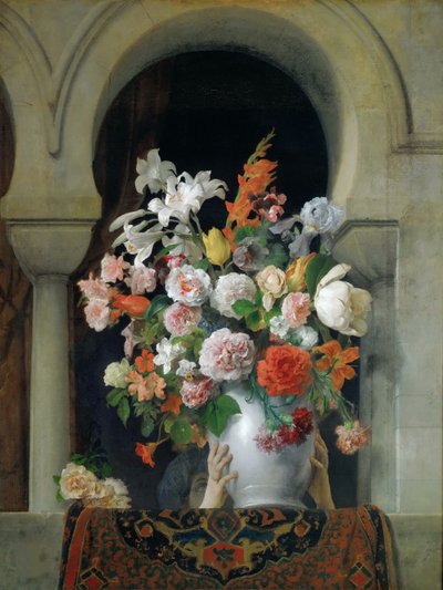 Harem Penceresindeki Vazoda Çiçekler, 1881. by Francesco Hayez