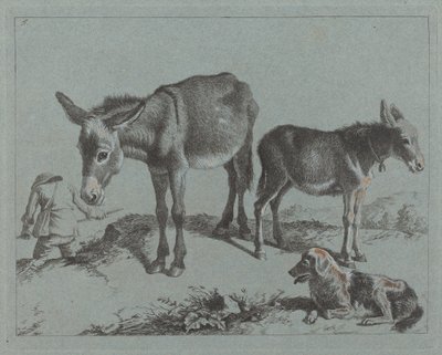Tayı, Köpeği ve Köylü Adamıyla Eşek, 17621763. by Francesco Londonio