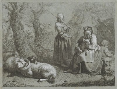 Koyun ile üç çoban Çoban sahneleri (dizi adı) by Francesco Londonio