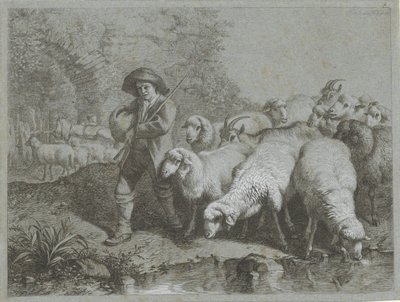 Koyun ve keçi sürüsü ile çoban Çoban sahneleri (dizi adı) by Francesco Londonio