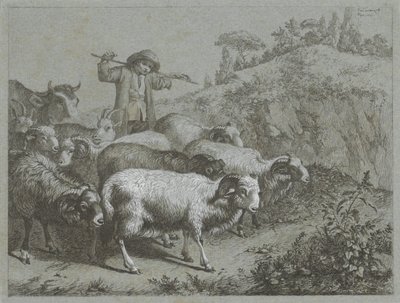 Koç, keçi ve inek ile çoban Çoban sahneleri (dizi adı) by Francesco Londonio