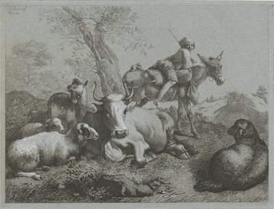 Sürüsü ile eşek üzerinde çoban Çoban sahneleri (dizi adı) by Francesco Londonio