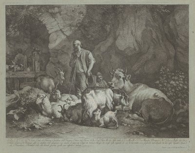 Yaşlı, Kel Çoban, Oturan Çoban Çocuk ve Sürü by Francesco Londonio