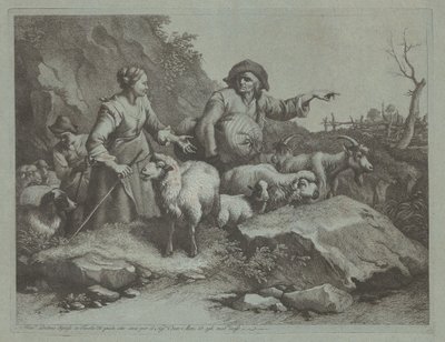 Çuvallı Köylü Adam ve İki Çoban by Francesco Londonio