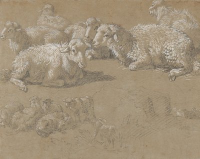Bir Manzarada Yatan Koyun, 1759-82. by Francesco Londonio